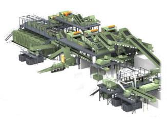 Automatická třídící linka na třídění komunálního odpadu, plastu a papíru